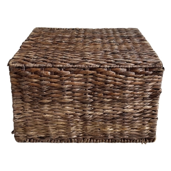 Large Wicker STORAGE BASKET Brown Wicker Crate Storage Basket with Handles - Picture 5 of 5